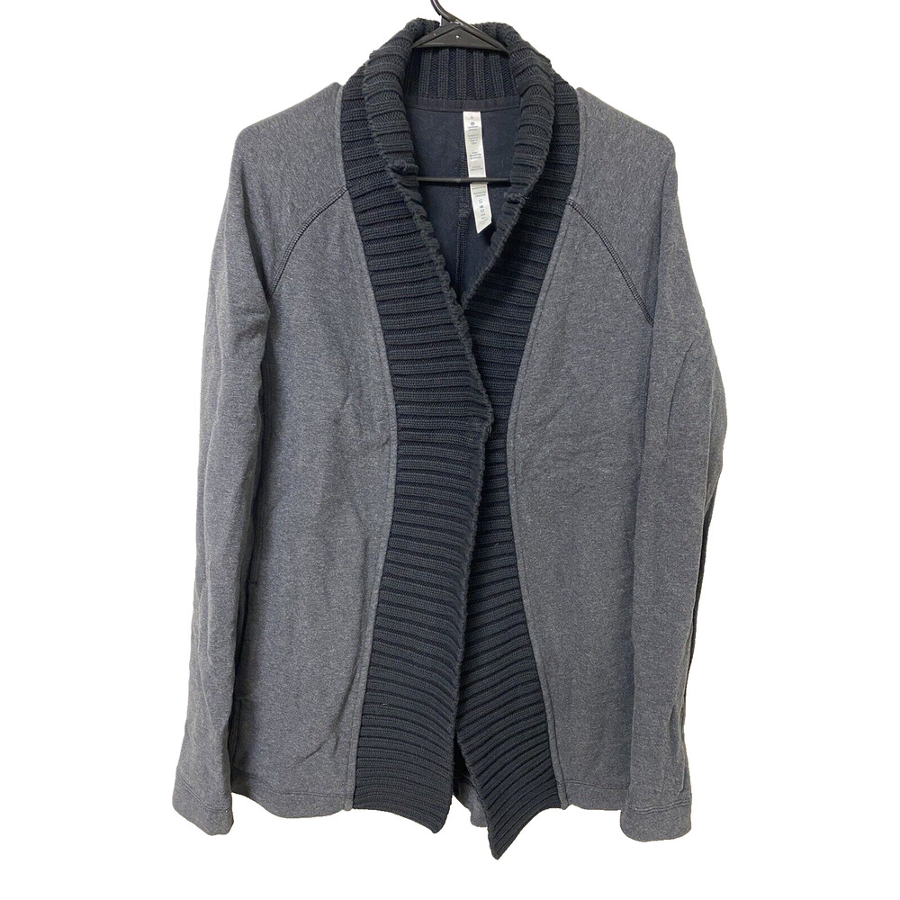 Lululemon Womens Bliss Break Wrap Jacket Yoga Gray Black Cardigan Size 8